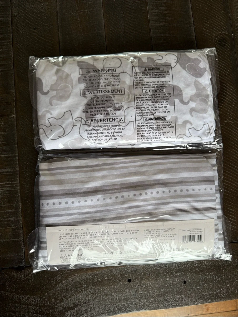 Gray & White Baby Elephant Microfiber Crib Sheet Set - 2 Pack Peanut Shell